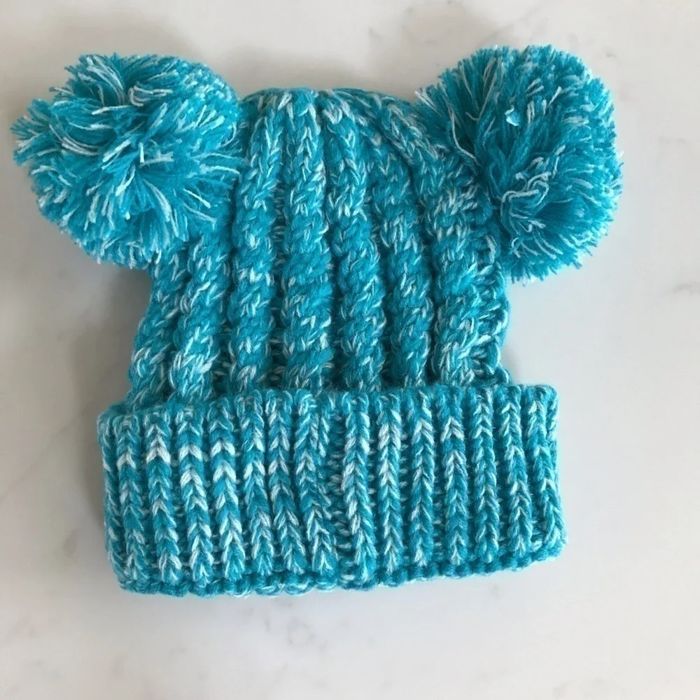 𝅺teal toddler winter Pom ball hat